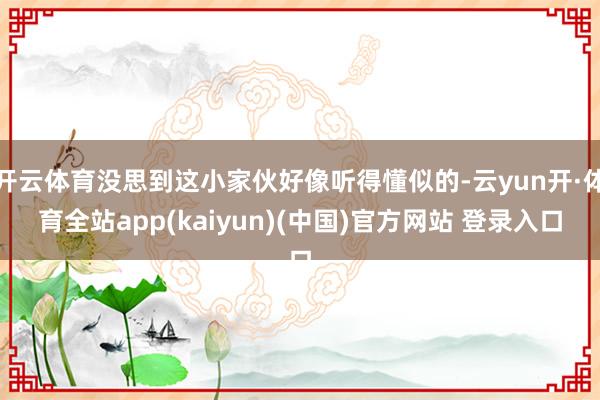 开云体育没思到这小家伙好像听得懂似的-云yun开·体育全站app(kaiyun)(中国)官方网站 登录入口
